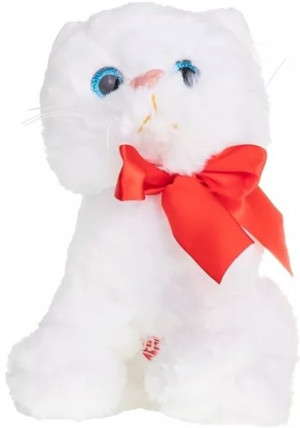 Kotek Biały z kokardą (Głos) - 17cm - pluszak, maskotka