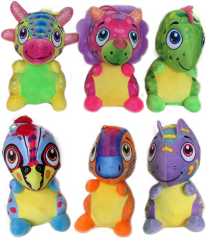 Dinozaur 6 wzorów - 23cm Różowy - pluszak, maskotka