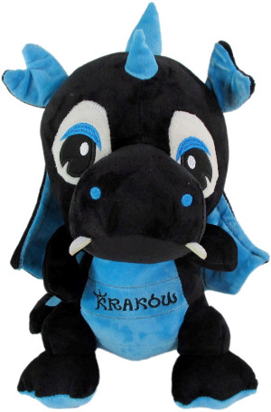 Dinozaur Smok Kraków czarno-niebieski - 19cm - pluszak, maskotka