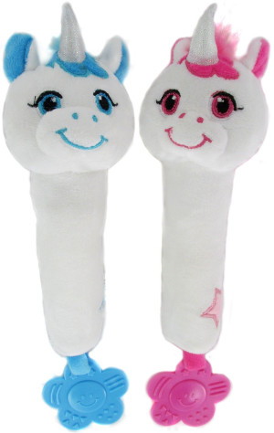 Jednorożec piszczałka 2 kolory - 20cm Różowy - pluszak, maskotka