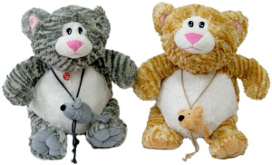 Kotek z Myszką Buś 2 kolory (Głos) - 25cm Szary - pluszak, maskotka