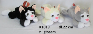 Kot Smutas 3 kolory (Głos) - 22cm Szary - pluszak, maskotka