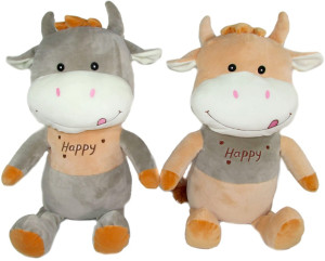 Krówka Happy 2 kolory - 35cm Szary - pluszak, maskotka