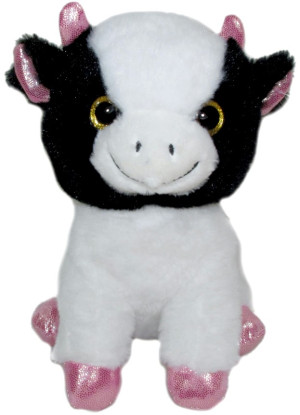 Krówka Biało-Czarna z różowymi rogami - 20cm - pluszak, maskotka
