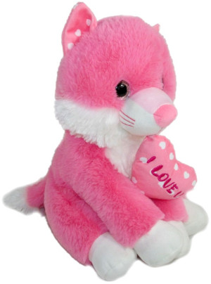 Kotek Różowy z sercem Love - 26cm - pluszak, maskotka