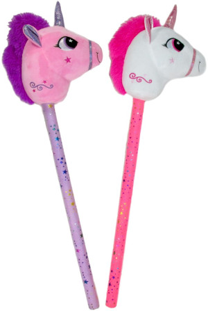Jednorożec na kiju 2 kolory (Głos) - 70cm Różowy - pluszak, maskotka