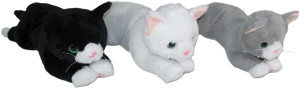 Kotek Leżący Zielonooki 3 kolory (Głos) - 45cm Szary - pluszak, maskotka