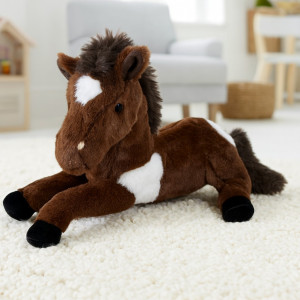 Konik Brązowy Leżący z łatką - 40cm - pluszak, maskotka