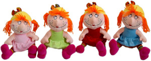 Lalka Kolorowa 4 wzory - 25cm Czerwony - pluszak, maskotka