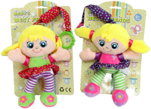 Lalka Grzechotka 2 kolory Baby - 22cm Czerwony - pluszak, maskotka
