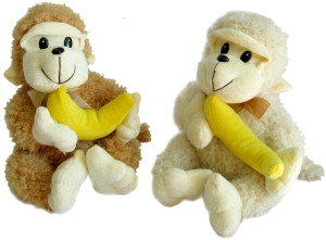 Małpka z bananem 2 kolory (Głos) - 27cm Brązowy - pluszak, maskotka