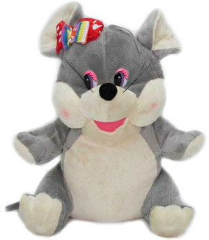 Myszka szara z kokardą - 35cm - pluszak, maskotka