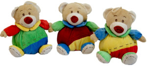 Miś z grzechotką 3 kolory - 20cm (Głos) Czerwony - pluszak, maskotka