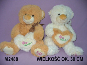 Miś Serce 2 kolory - 30cm Kremowy - pluszak, maskotka
