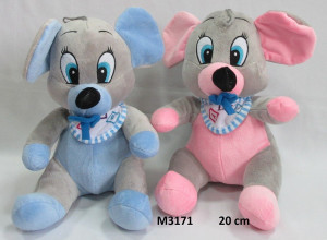 Myszka w śliniaczku 2 kolory - 20cm Dowolny / Mix - pluszak, maskotka