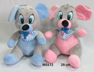 Myszka w śliniaczku 2 kolory - 29cm Niebieski - pluszak, maskotka