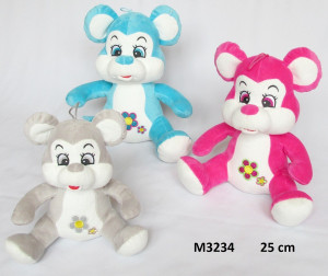 Myszka z kwiatkiem 3 kolory - 25cm Niebieski - pluszak, maskotka