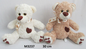 Miś Kokarda Serce 2 kolory - 30cm Brązowy - pluszak, maskotka