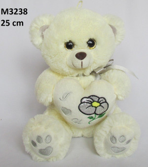 Miś Oczek Serce Kremowy - 25cm - pluszak, maskotka