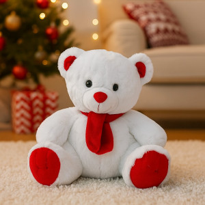 Miś Świąteczny Biały - 22cm - pluszak, maskotka