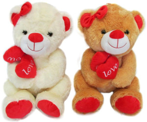 Miś Serce Love You 2 kolory - 38cm Kremowy - pluszak, maskotka