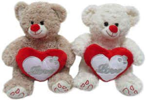 Miś z sercem Love 2 kolory - 30cm Brązowy - pluszak, maskotka