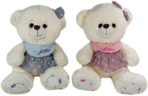 Pani Miś w sukience 2 kolory - 32cm Niebieski - pluszak, maskotka