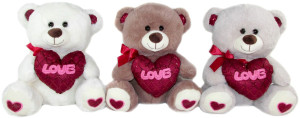 Miś Love z sercem 3 kolory - 25cm Biały - pluszak, maskotka