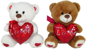 Miś z sercem Love 2 kolory - 25cm Kremowy - pluszak, maskotka