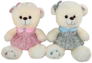Pani Miś w sukience 2 kolory - 30cm Różowy - pluszak, maskotka