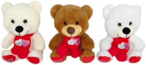 Miś w szaliku z sercami Love 3 kolory - 25cm Dowolny / Mix - pluszak, maskotka