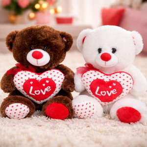 Duży Miś 2 kolory Love - 30cm Biały - pluszak, maskotka