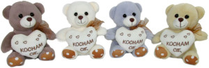 Miś Kocham Cię z sercem 4 kolory - 17cm Dowolny / Mix - pluszak, maskotka