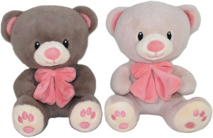 Miś Duża Kokarda 2 kolory - 23cm Jasny brąz - pluszak, maskotka