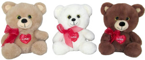 Miś z sercem Love 3 kolory - 20cm Biały - pluszak, maskotka