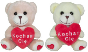 Miś Kocham Cię z sercem 2 kolory - 12cm Kremowy - pluszak, maskotka