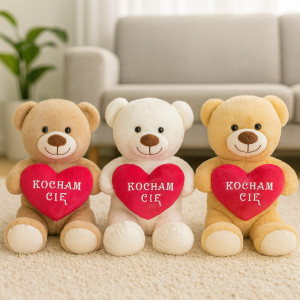 Miś Kocham Cię z sercem 3 kolory - 60cm Dowolny / Mix - pluszak, maskotka
