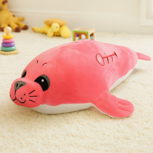 Foka leżąca różowa - 72cm - pluszak, maskotka