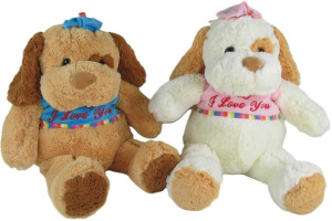 Piesek I Love You 2 kolory - 48cm Kremowy - pluszak, maskotka