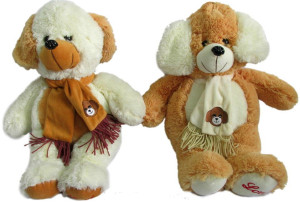 Piesek Love w szaliku 2 kolory - 60cm Brązowy - pluszak, maskotka
