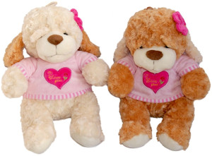 Piesek I Love You 2 kolory - 28cm Brązowy - pluszak, maskotka