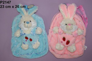 Plecak Zajączek 2 kolory - 26cm Różowy - pluszak, maskotka