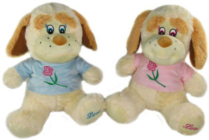 Piesek Love 2 kolory - 38cm Różowy - pluszak, maskotka