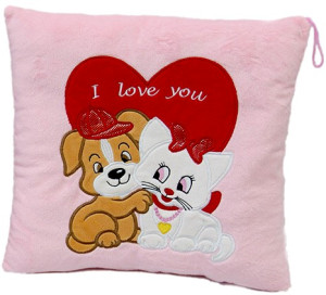 Poduszka Piesek Love Różowa - 34cm - pluszak, maskotka