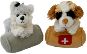 Piesek Bernardyn Husky z beczką - 15cm Szary - pluszak, maskotka