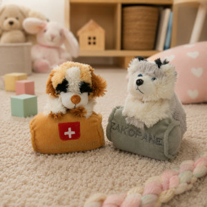 Piesek Bernardyn Husky z beczką Zakopane - 15cm Brązowy - pluszak, maskotka