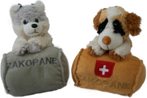 Piesek Bernardyn Husky z beczką Zakopane - 20cm Szary - pluszak, maskotka