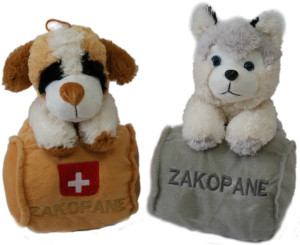 Piesek Bernardyn Husky z beczką Zakopane - 26cm Szary - pluszak, maskotka