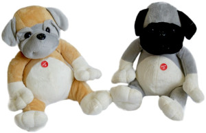 Piesek Buldog Brązowy Szary - 45cm Brązowy - pluszak, maskotka