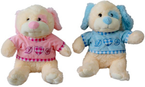 Piesek Dog w bluzce 2 kolory - 31cm Niebieski - pluszak, maskotka